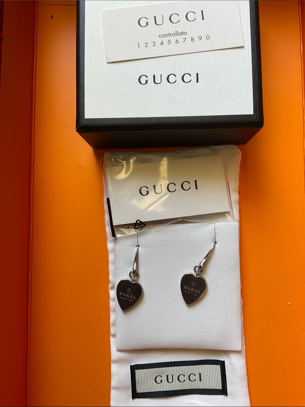 Gucci Heart Drop Dangle Earrings - Silver - Picture 7 of 7